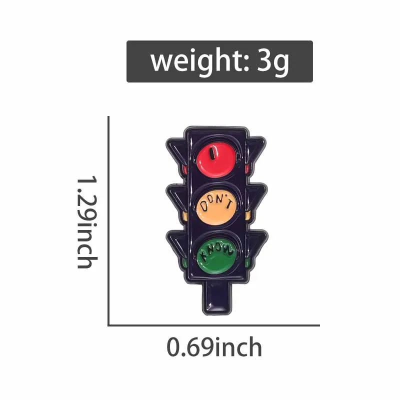 Traffic Light Brooch I Don't Know Enamel Pins Funny Cartoon Decorative Brooch Backpack Lapel Badge Jewelry Gift for Kids Friends
