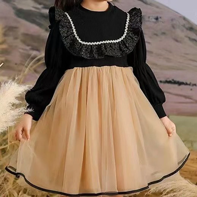 Girls Princess Dress Spring Autumn Birthday Evening Dresses Girl Long-sleeved Dresses for Party and Wedding  2-10Y Gown for Kids