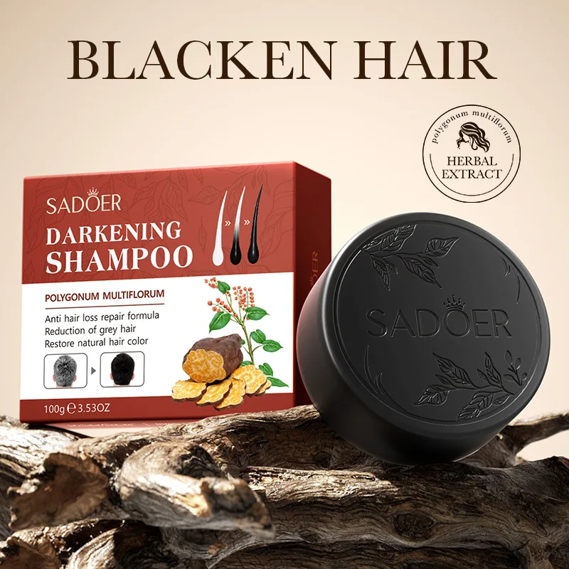 100g Herbal Blacken Hair Shampoo Bar Reduces Gray White Hair Anti Loss Treatment Strengthens Nourish Natural Hair Darkening Soap
