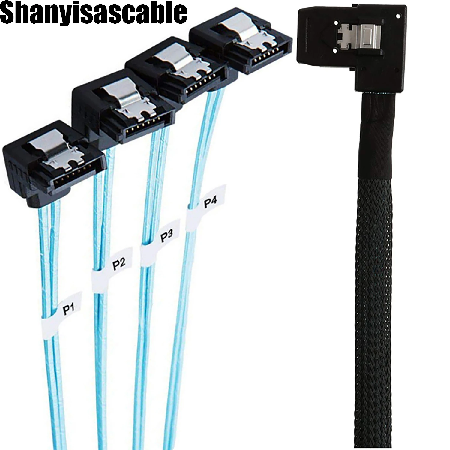 

1.0M Left Angle Mini SAS HD 36 Pin 8087 splitter cable with 4 SATA 7Pin Female 90 degree data Cable