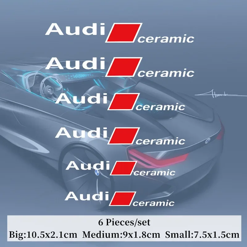 Car Wheel Calipers Badge Sticker for Audi Sline Quattro RS A3 S3 A7 A1 B5 Q2 A6 Q5 B8 TT 80 Q3 A5 B7 A4 Q7 R8 Auto Decoration
