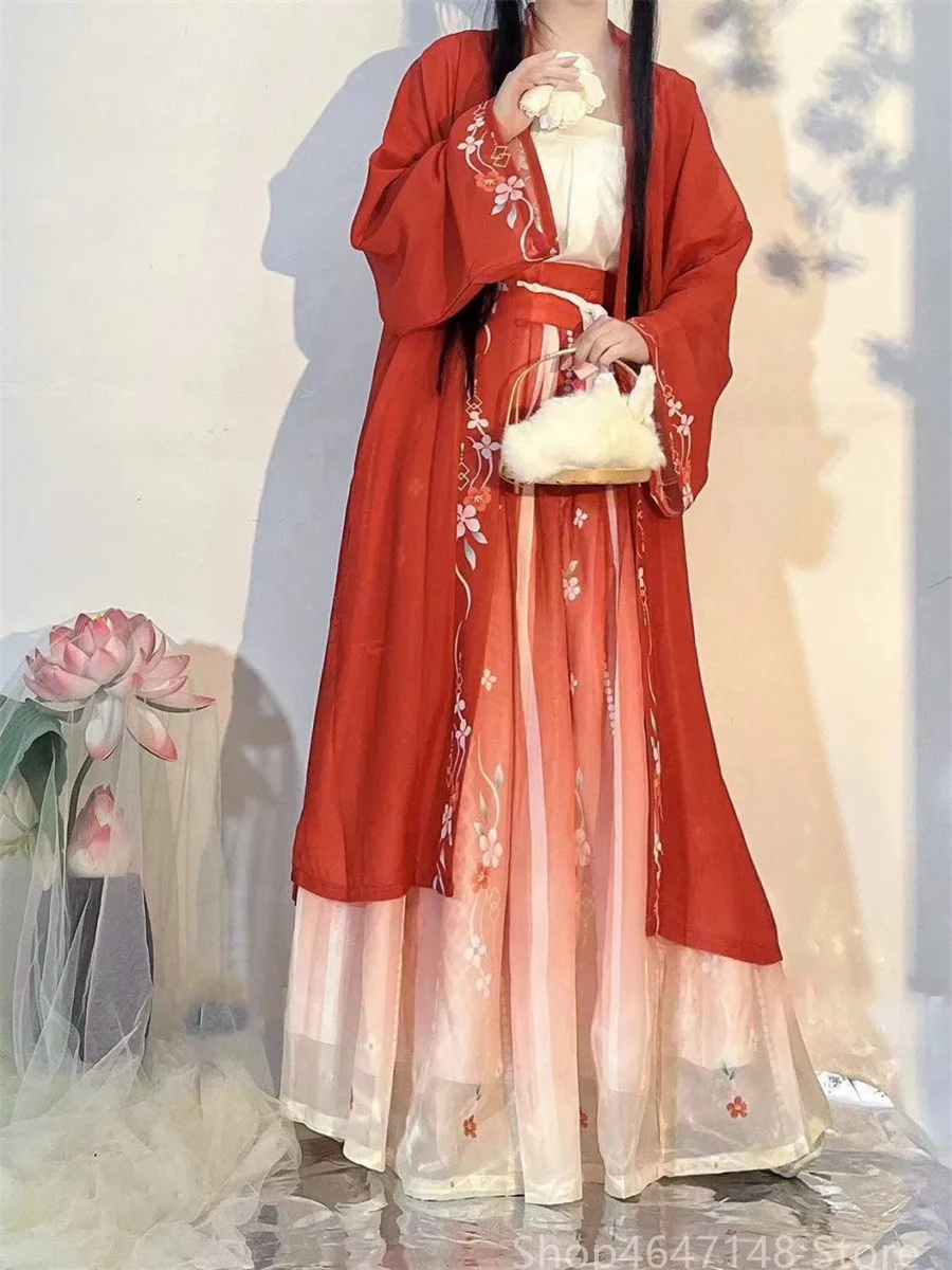 

Chinese Hanfu Dress Tang Dynasty Adult Hanfu Women Ancient Skirt palace large sleeved print Hanfu Set