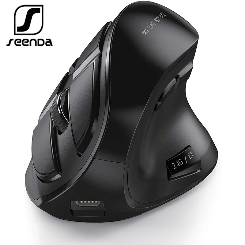 Seenda Rechargeable Vertical Wireless Mouse Bluetooth-compati for Apple Macbook Laptop Ergonomic Mice 9 Bluetootn Gamming Mouse