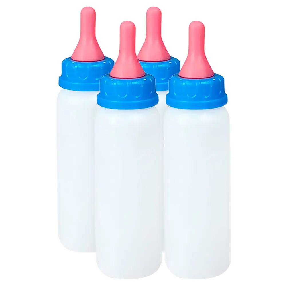 4Pcs Piglet Feeding Bottle Set for Lambs Calves Goats Kittens Small Animals Silicone Nursing Bottles with Adorable