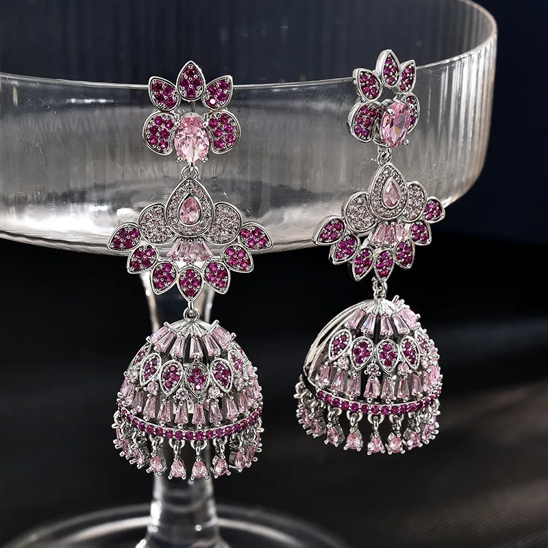 Temperament Micro Inlaid Zircon Wind Chime Earrings