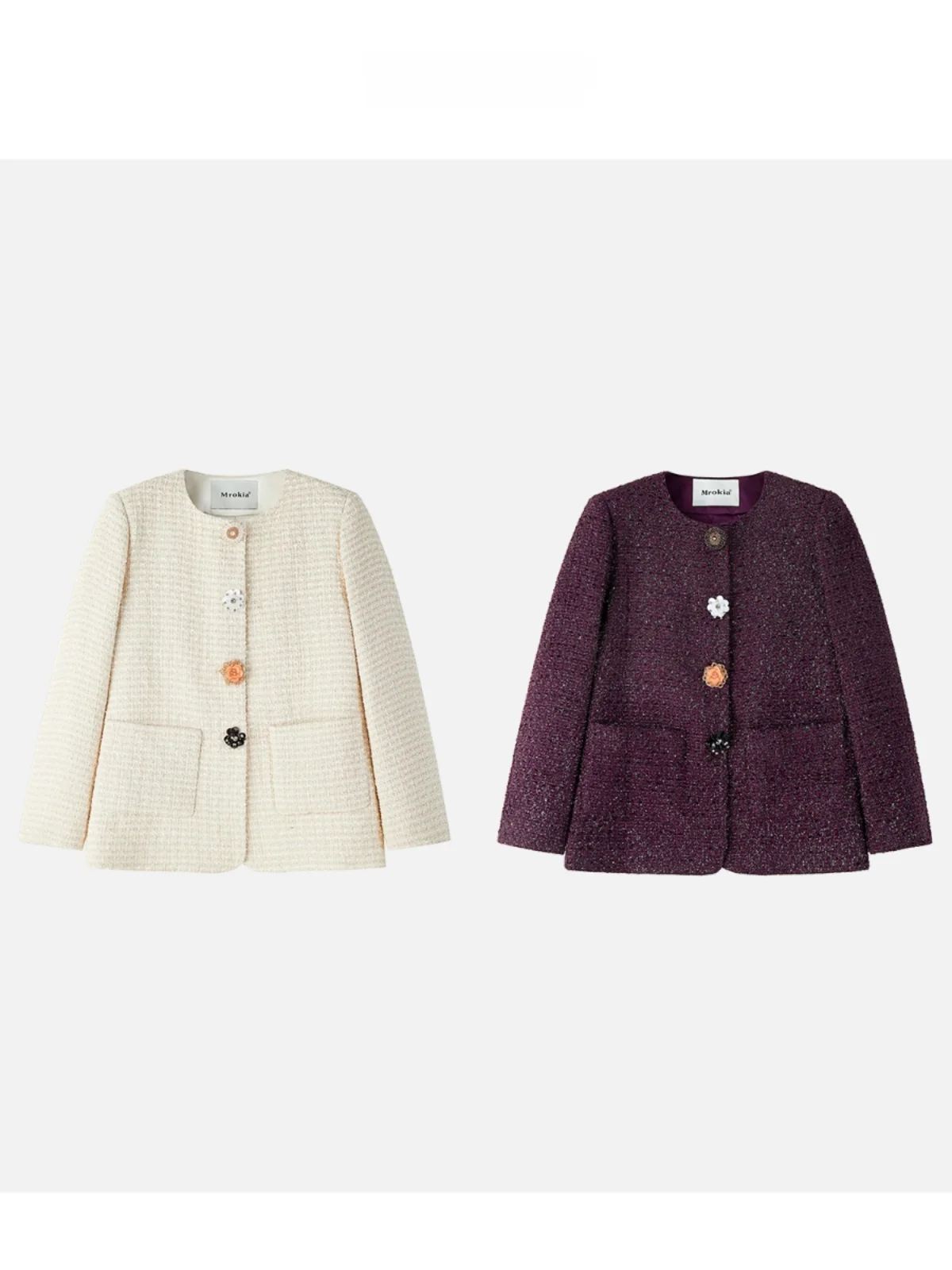 

Элегантное зимнее пальто Ele Luxury 00 из шерсти и хлопка с пуговицами-лепестками от JINGJING2024 для женщин