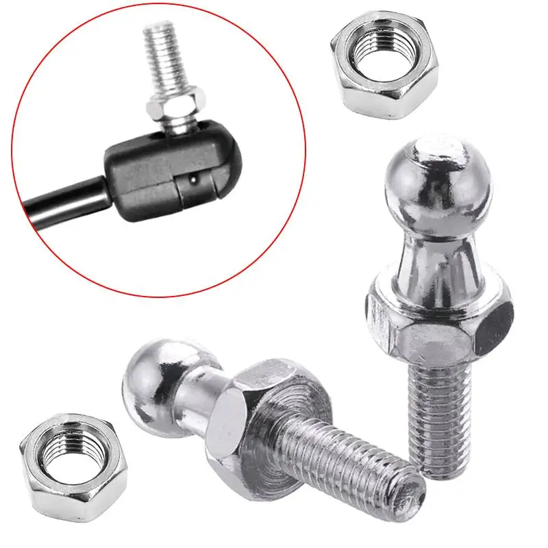 ~* New! 2Pcs M6 M8 Universal Car 10mm Ball Silver Boot Bonnet Gas Struts Ball Ended End Fitting Pin Joint Valve Spring Holders