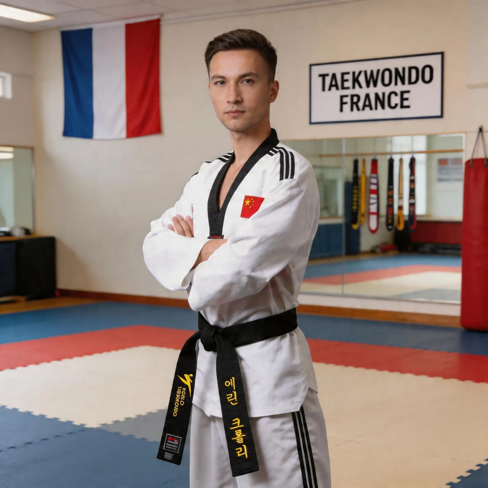 WTF World Taekwondo ceinture noire broderie largeur 5cm Polyester coton Arts martiaux entraîneur de sport nom personnalisé coréen