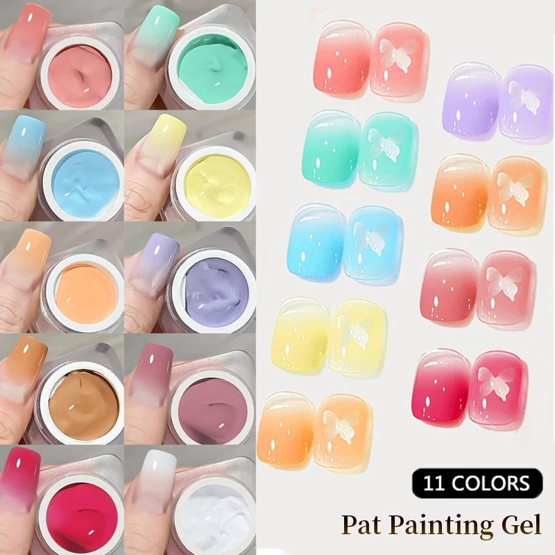 

11 цветов Pat Pat Painting Гель-лак Набор с губкой 8 мл Ombre Градиент Натуральный цвет Soak Off УФ-светодиодный клей-лак для рисования