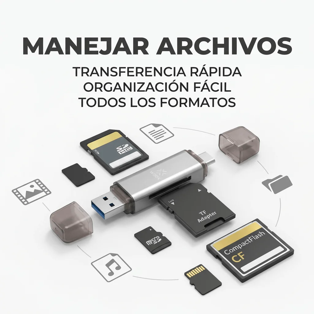 WOOX Lector de Tarjetas SD/Micro SD, Adaptador de Tarjetas de Memoria con Conector Dual USB C, Compatible con SD2.0 /TF2.0