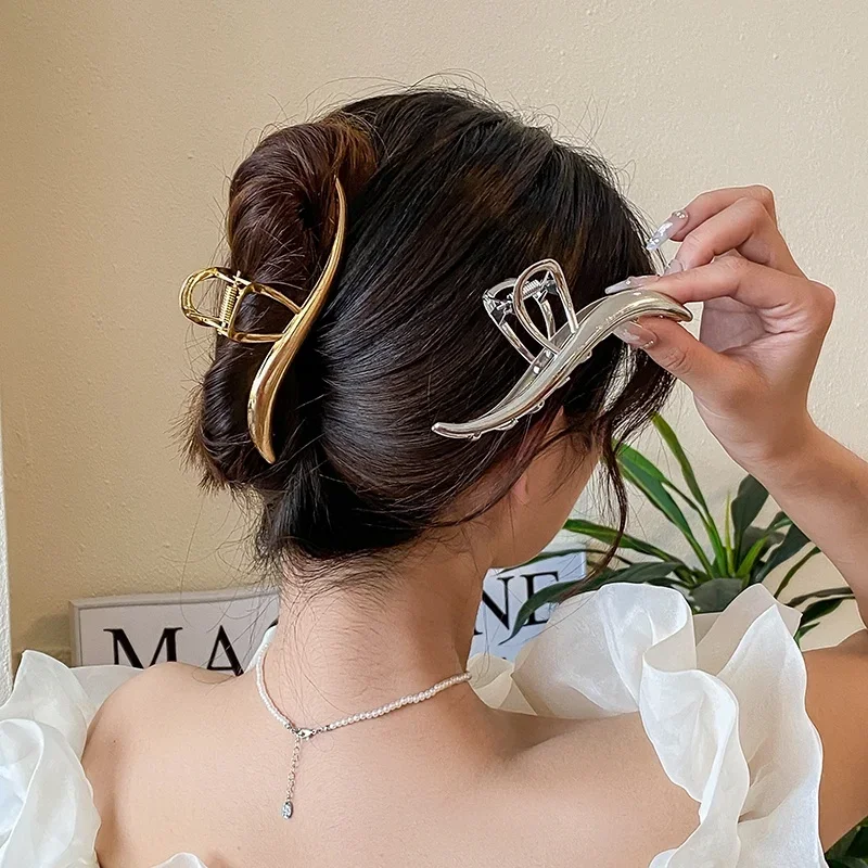 

Корейские заколки-крабы S-образной формы для женщин, винтажные металлические заколки для волос, модные аксессуары для волос для девочек, украшения для головы