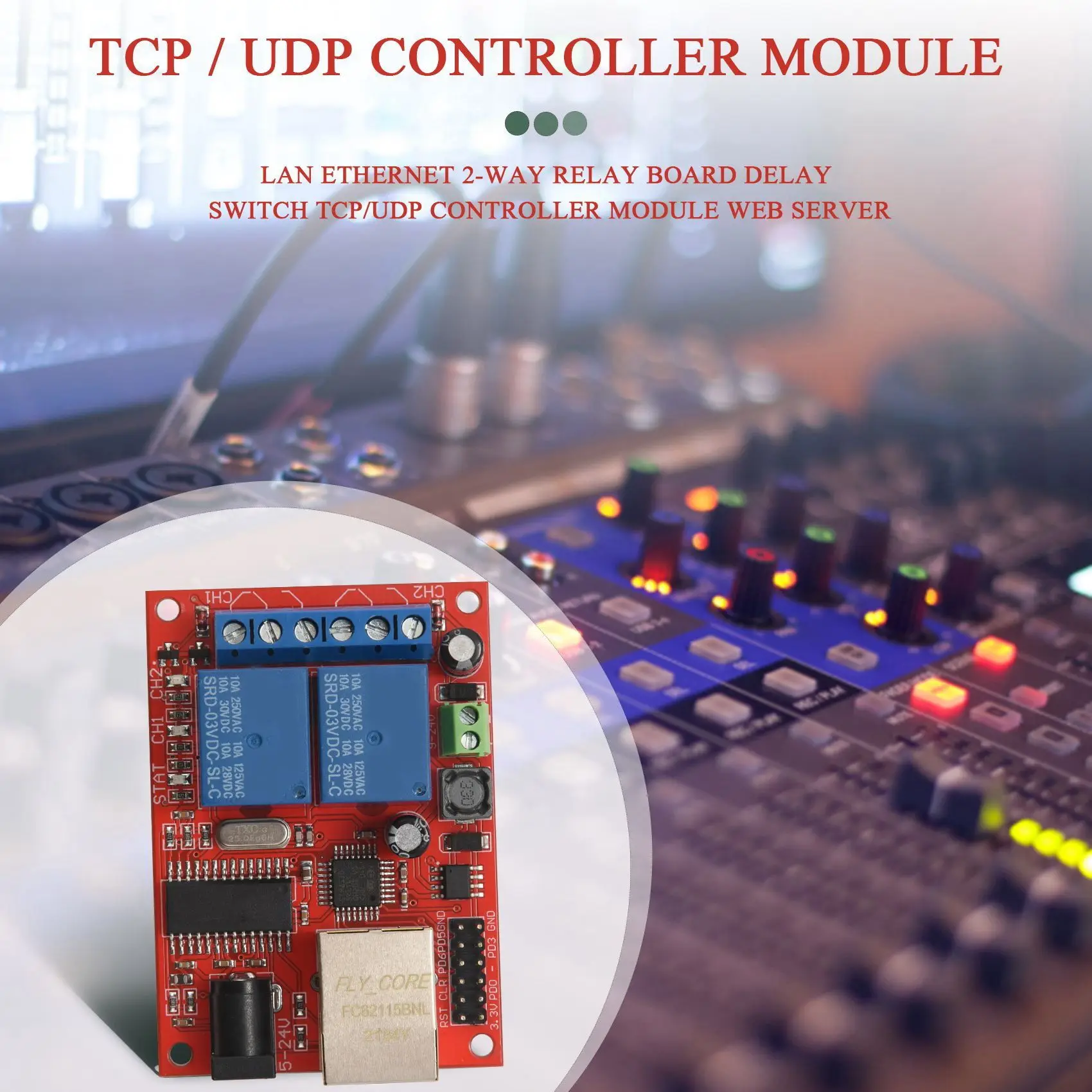 LAN 이더넷 양방향 릴레이 보드 지연 스위치, TCP/UDP 컨트롤러 모듈, 웹 서버