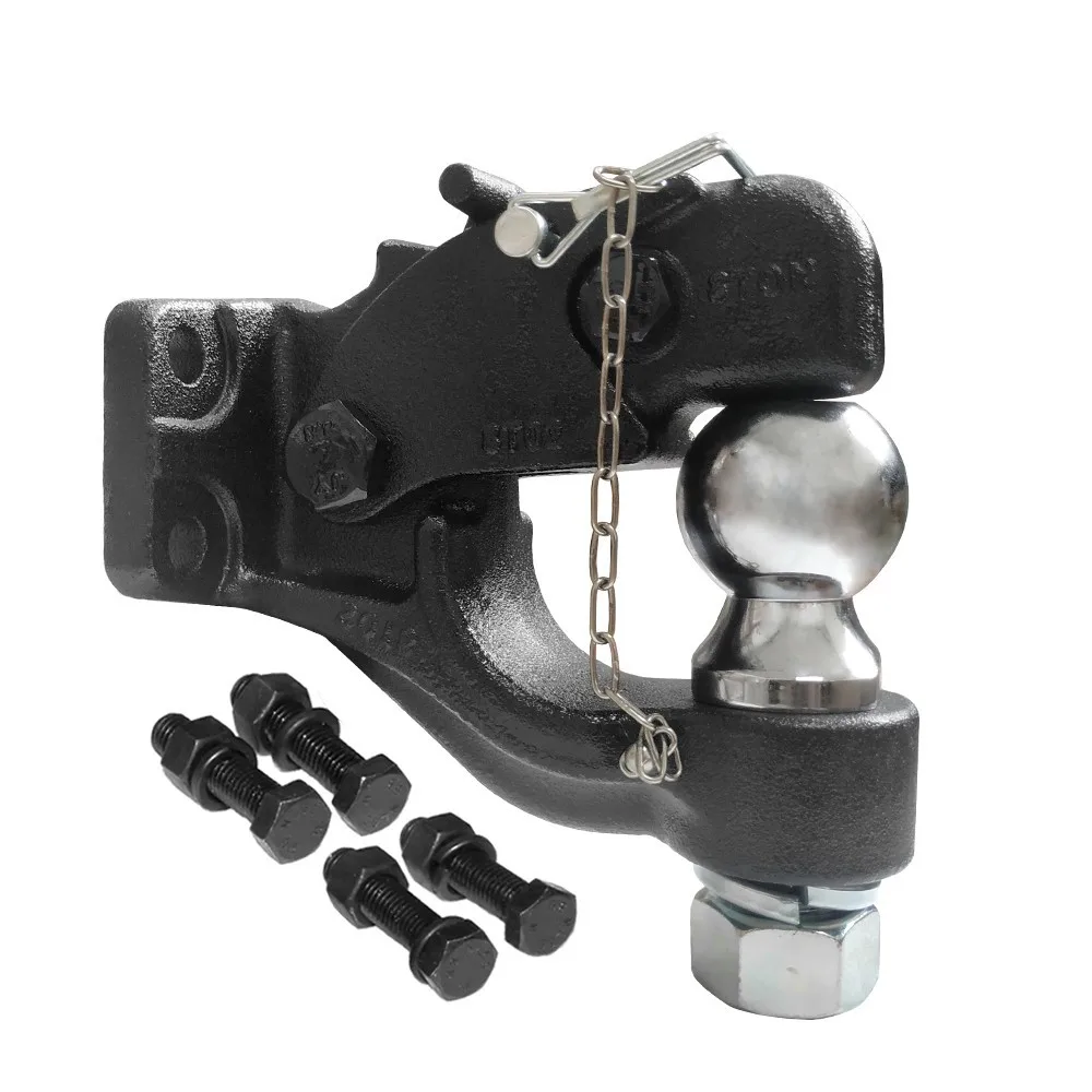 Universal Tow Hook with 50mm Ball, 8 Ton Capacity Trailer Hitch Arm and 2 Inch Bolt On Mount for SUV Pickup Truck Recovery