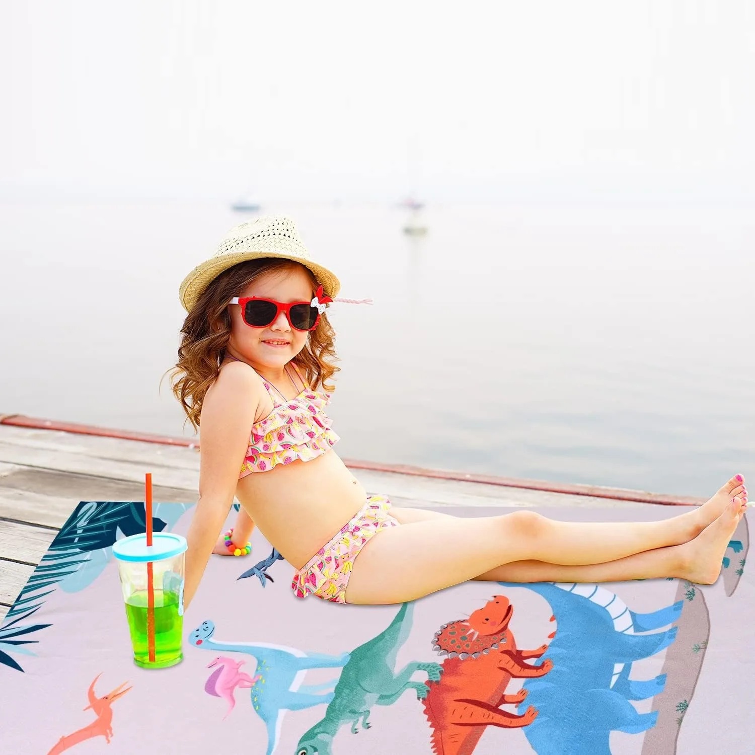 1PC Cute Dinosaurs Beach Towel for family friends Gift Towel Quick-Dry Towel For Bath Yoga Tourism Beach GYM Camping Swimming
