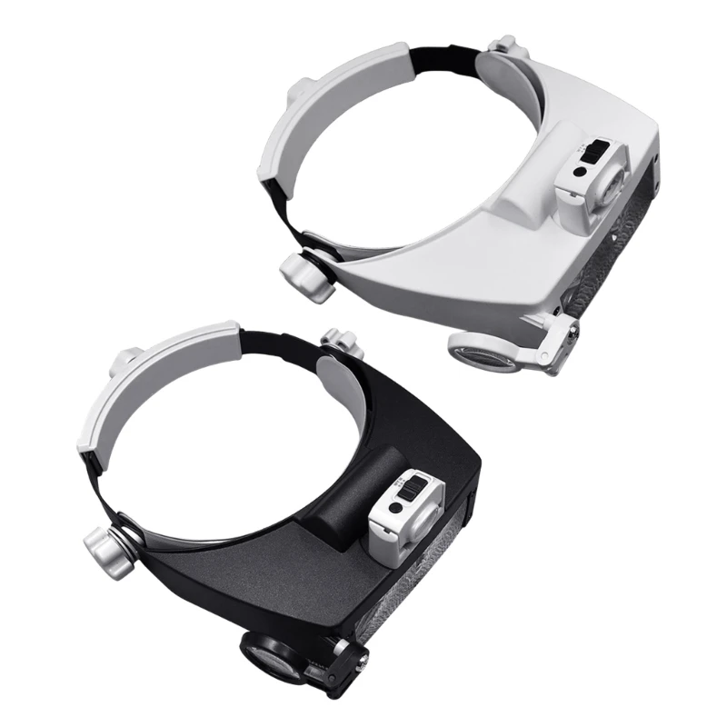 1.5X 3X 9.5X 11X Headband Magnifier, Head Mount  Glass with LED Light for Close Work Jewelers Loupe