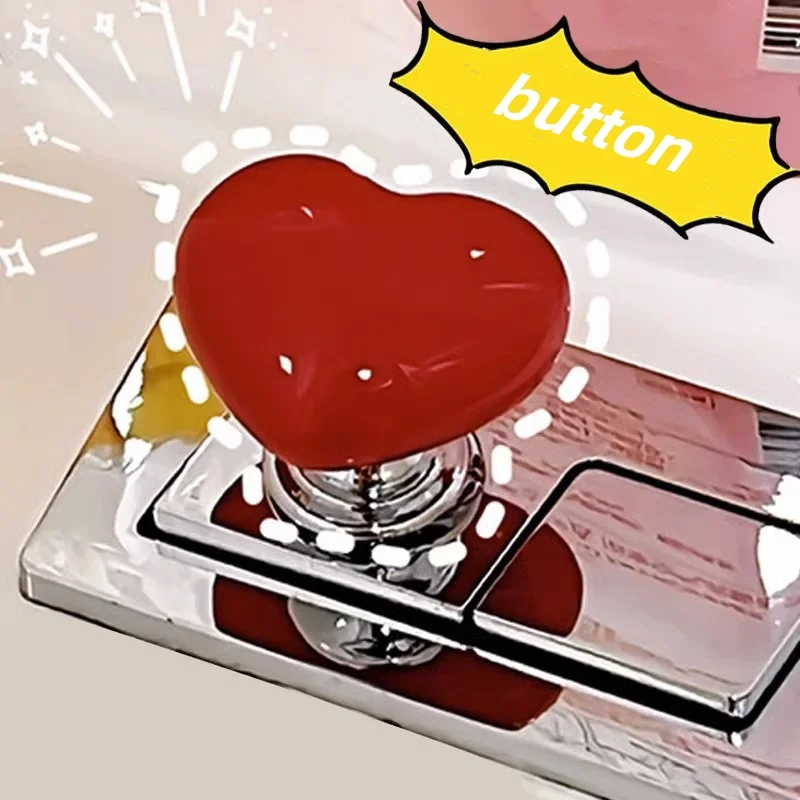 Toilet Press Button Colorful Heart Shape Toilet Presser Lovely Button Creative Water Tank Push Switch Bathroom Toilet Decoration