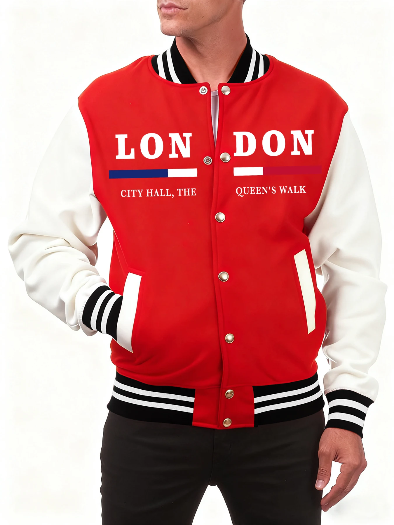 

London City Hall The Queen'S Walk Print Male Jackets Hip Hop Fashion Baseball Jersey Fleece Soft Clothes Autumn Vintage Tops