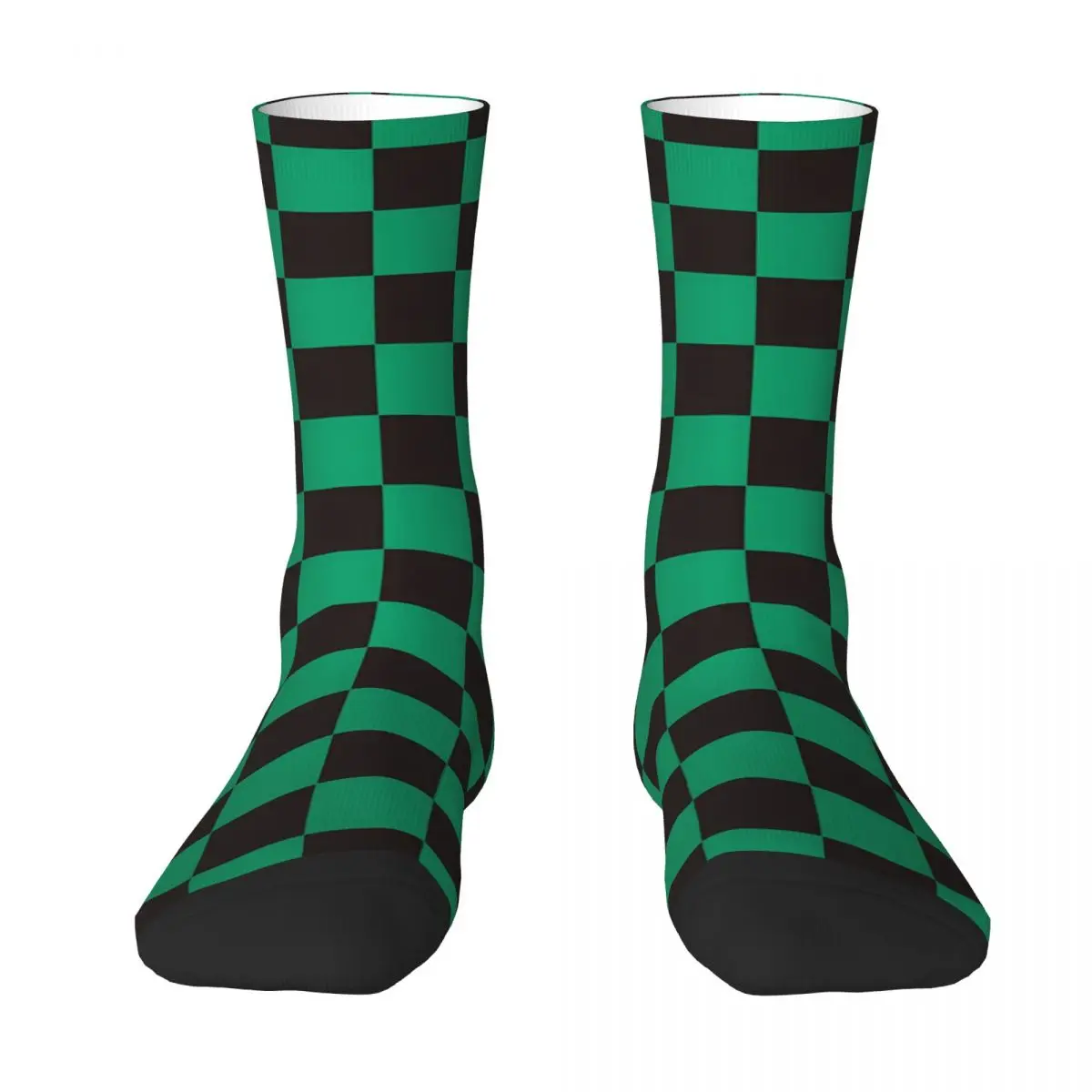 Anime Black And Green Check Stockings Design Gothic Socks Autumn Anti Skid Socks Couple Running Warm Soft Socks