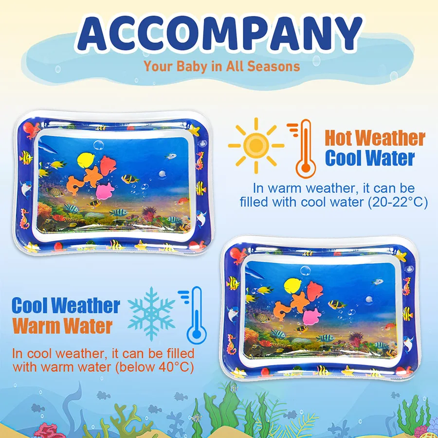 1pc Tropical Fish Inflatable PVC Playing Mat Baby Play Water Mat Toddler Pad Kids Early Education Activity Toys Mat Cushion Gift