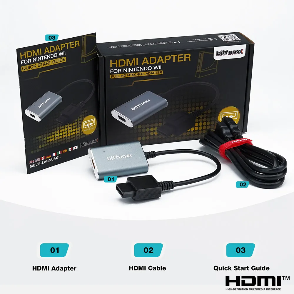 مكون BitFunx التناظري إلى HDMI الرقمي ™   محول لوحدة تحكم نينتندو وي NTSC/PAL فيديو صوت HDTV موصل التوصيل والتشغيل
