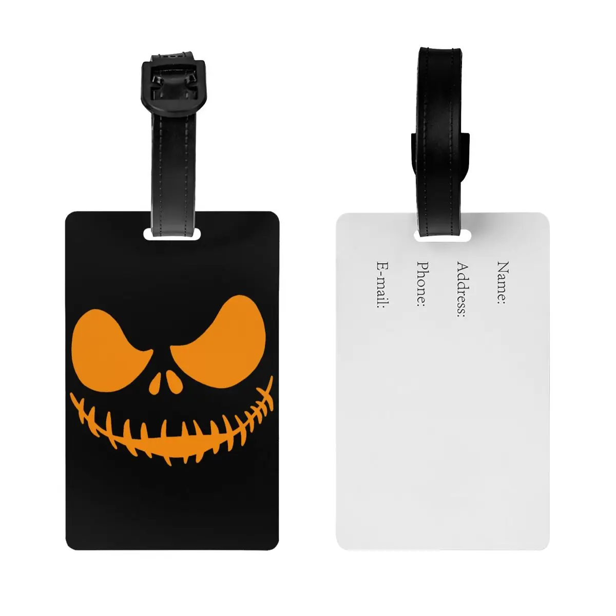 Custom Nightmare Before Christmas Jack Skullington Smile Luggage Tag Halloween Movie Travel Bag Suitcase Privacy Cover ID Label