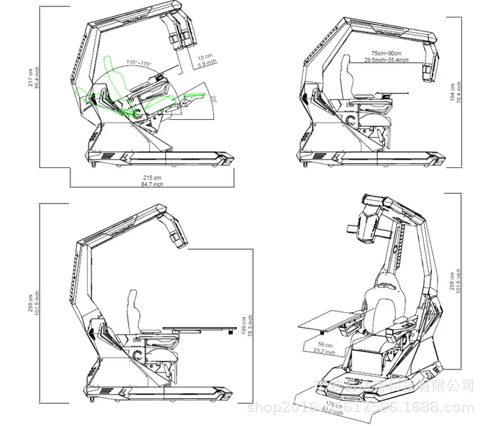 J20Plus Luxury Zero-Gravity Cockpit - Multi-Position Gaming Chair with Sit/Lie/Stand Modes