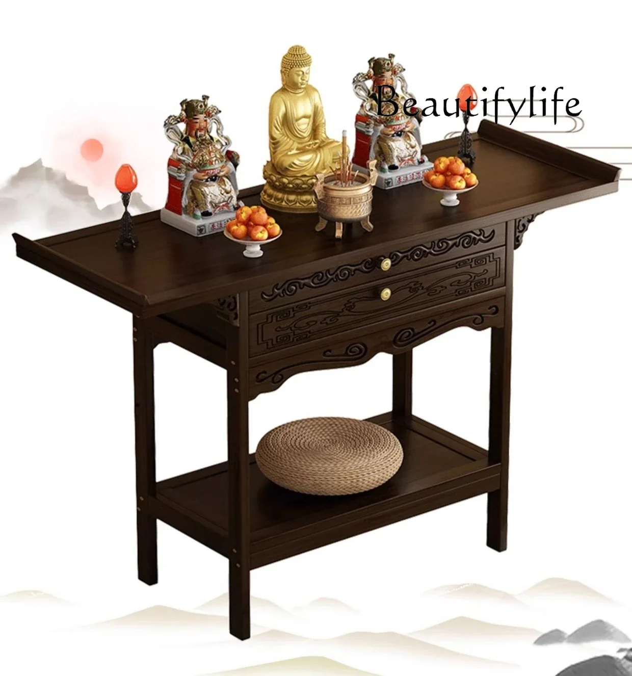 Buddhist niche new Chinese vertical cabinet offering table household incense case Bodhisattva offering cabinet - Image 4