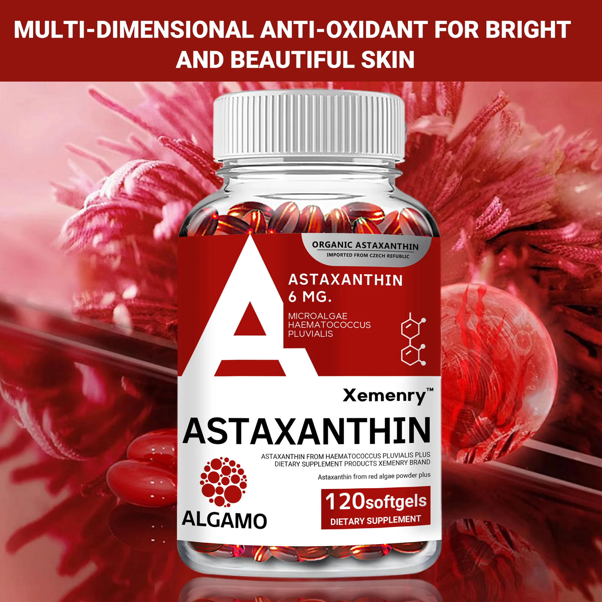 

Astaxanthin 6mg Supplements - Supports Heart and Cardiovascular Health, Metabolism, Boosting Energy Levels, Improve Immunity