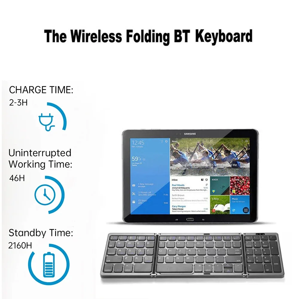 Folding Bluetooth Keyboard Mini Keyboard Wireless Keyboard Tablet Keyboard Portable Mute keyboard For Laptop Windows Android IOS