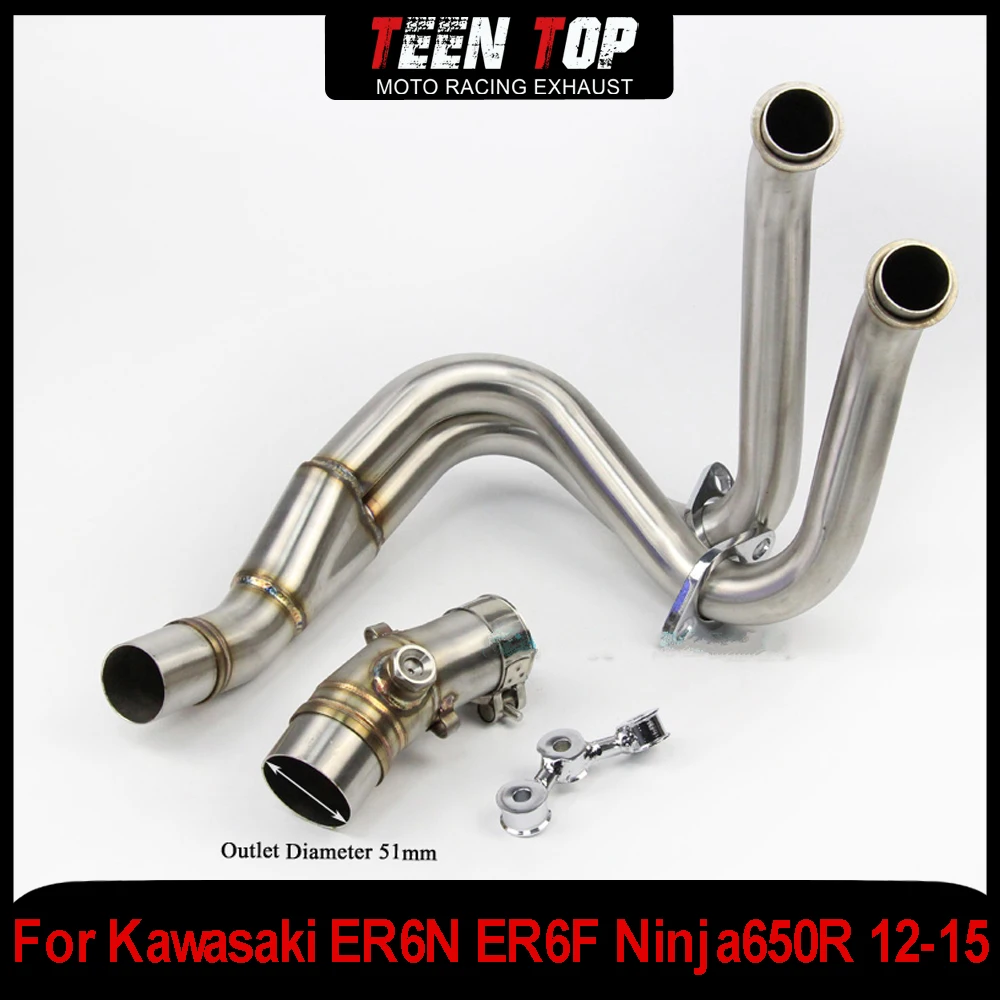 For Kawasaki ER6N ER6F Ninja650R/VERSYS650 Exhaust Pipe Motorcycle Escape 51mm Front Link Pipe Z650 Ninja650 Stainless Steel