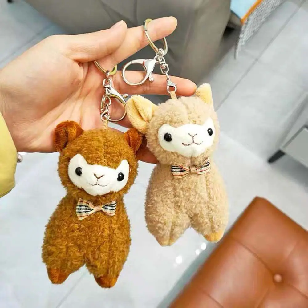 

Cute Key Trinket Handmade Backpack Accessory Gift Animal Keyring Stuffed Keychain Cartoon Key Ring Alpaca Keychain
