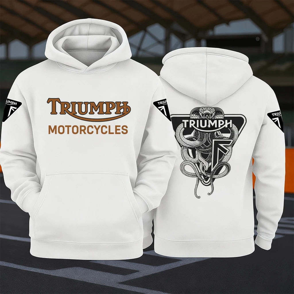

2026 Triumph Biker Hoodie Motorcycle Sweatshirt Long Sleeve Men Women Casual Streetwear for Autumn Winter Fashion Wear