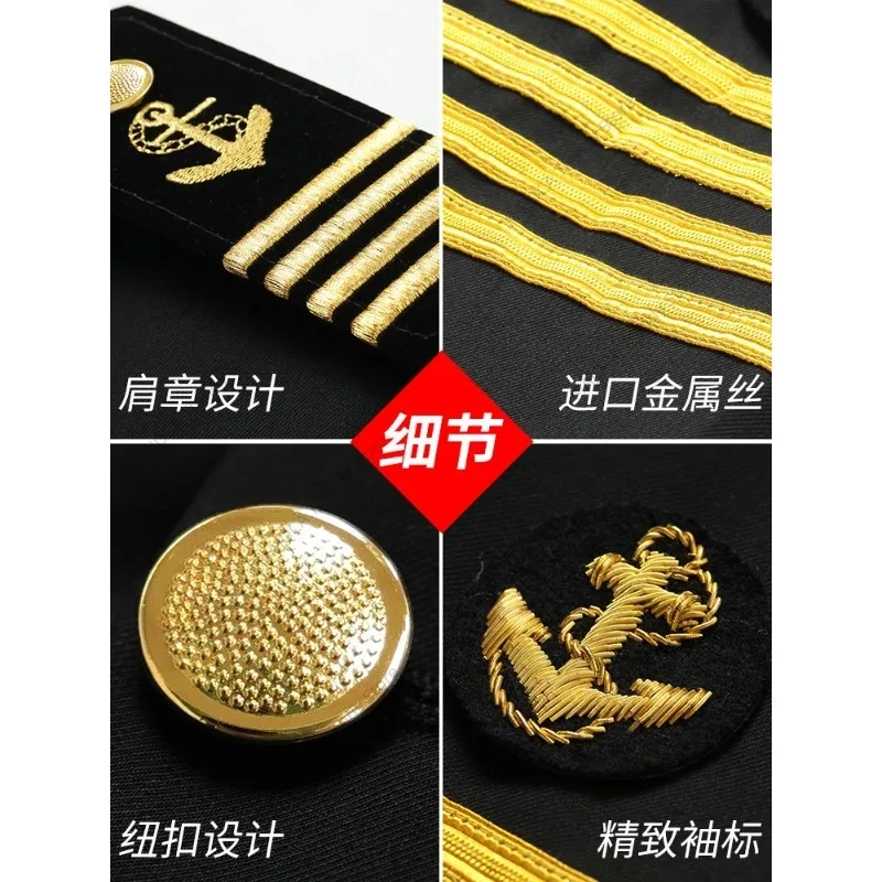 Robe de SERVICE d'officier pour hommes de la marine américaine, uniforme bleu noir à Double boutonnage pour hommes