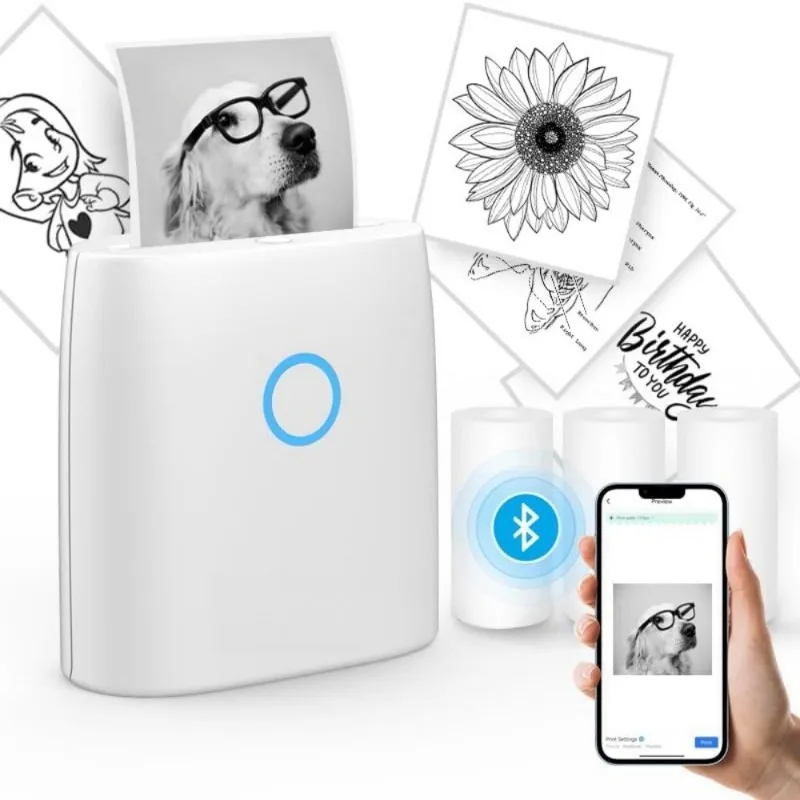 Mini Portable Thermal Printer Inkless Photo Pocket Printer