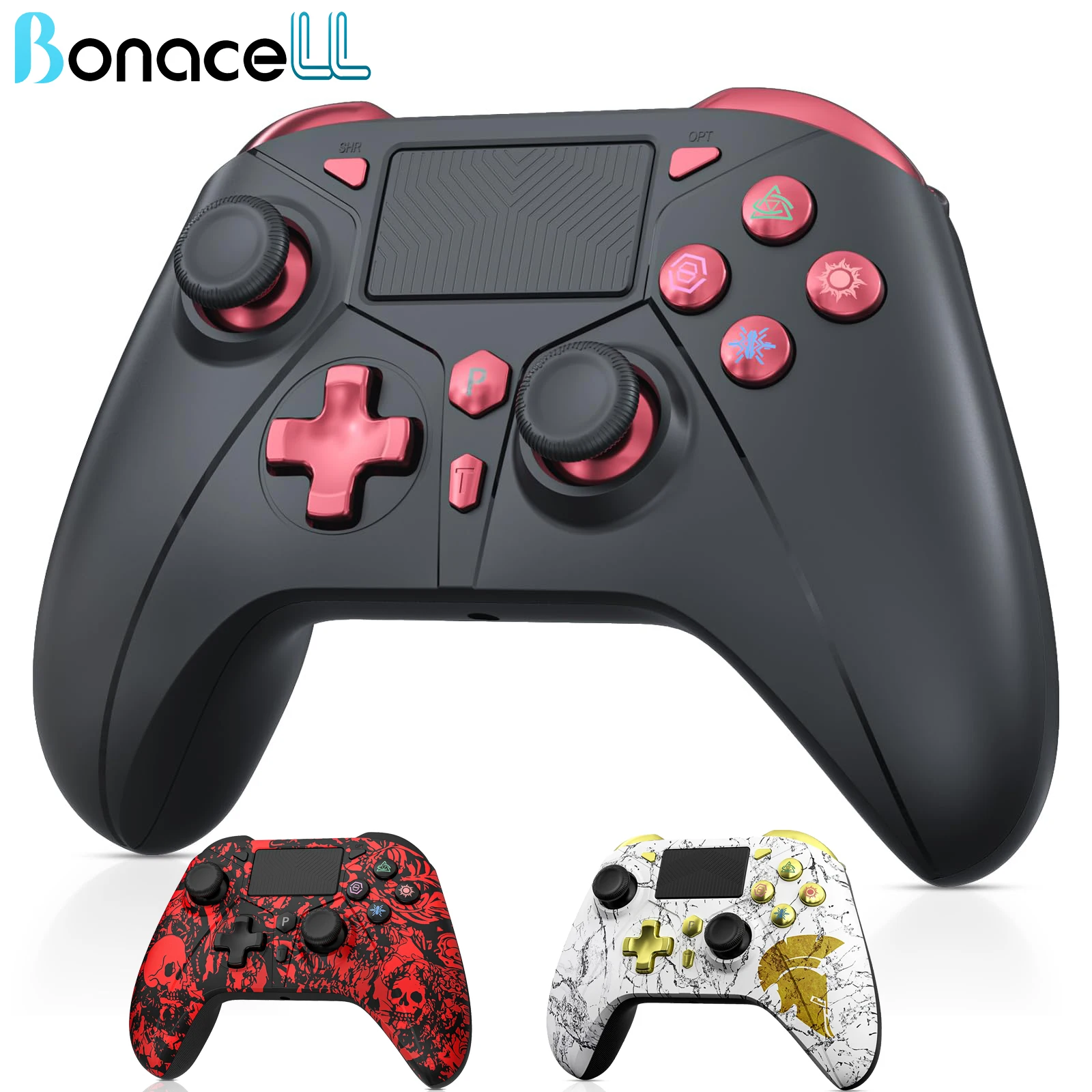 وحدة تحكم لـ PS3/4/Switch/PC لوحة ألعاب لاسلكية بلوتوث، مع تأثير قاعة الاهتزاز Trubo FUNC، عصا التحكم في ألعاب الفيديو