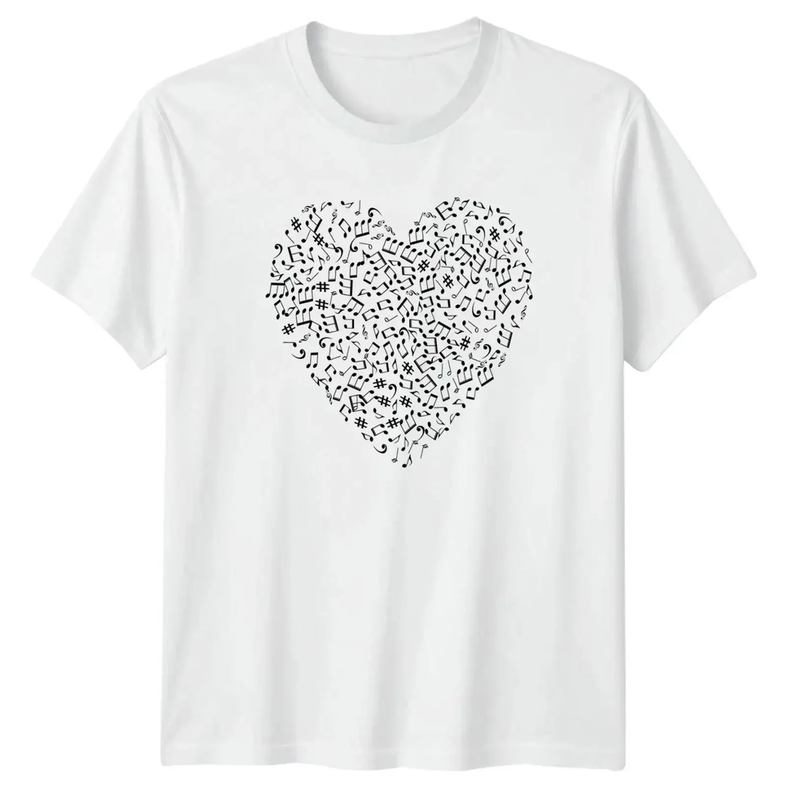 Musiknoten Herzform Liebe T Shirt Musikliebhaber Musik Geschenk für Sie und Ihn vintage Washed streetwear Comfortable homme