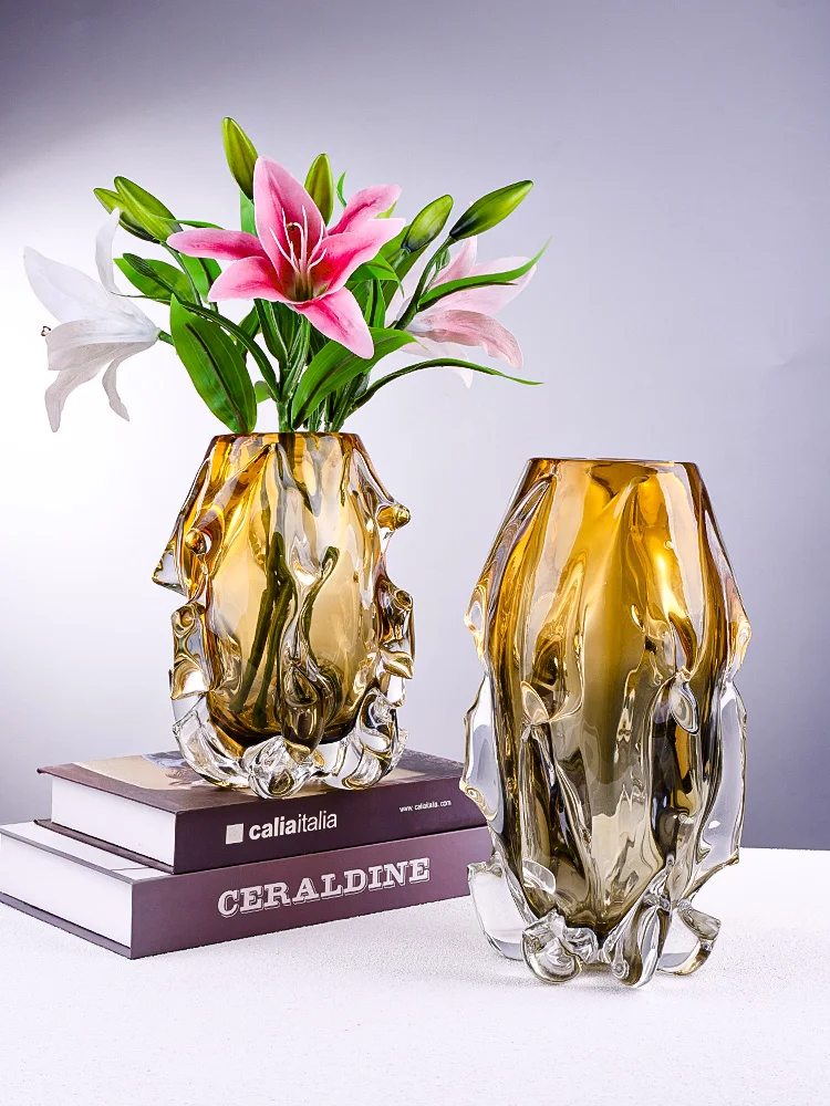 

Crystal Glass Flower Vase Creative Living Room Decor Fre Flower Arrangement Home Decoration Tabletop Ornament