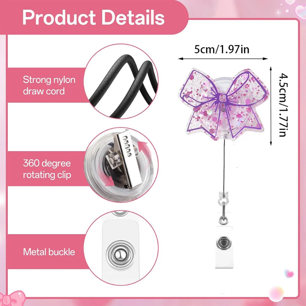 Telescopic Badge Buckle Lightweight Rotating Name Tag Clip Doctor Nurse Badge Clip Transparent Retractable Badge Reel For