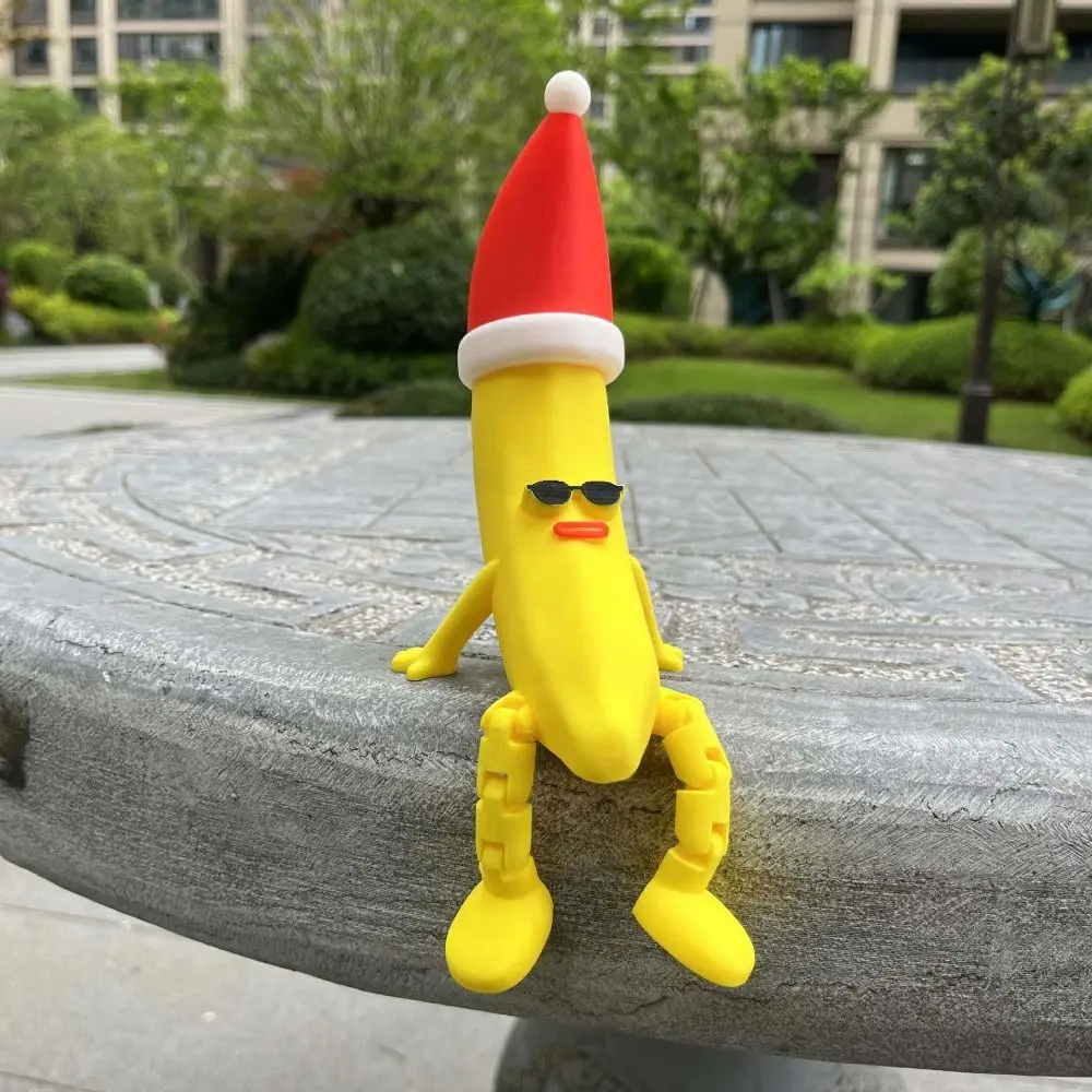 Cappello di Natale Giocattolo di banana stampato in 3D Multi-giunto mobile Multi-giunto Giocattoli di banana Novità Stampa 3D Giocattolo di figurine a forma di banana