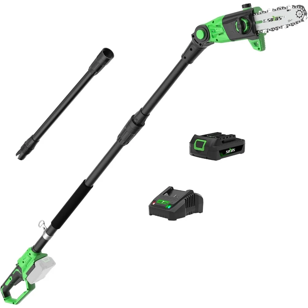 Pole Saw 8-Inch Cordless, 15-Foot Max Reach Electric Pole Saw for Tree Trimming, 16ft/s Speed, Auto Oiling