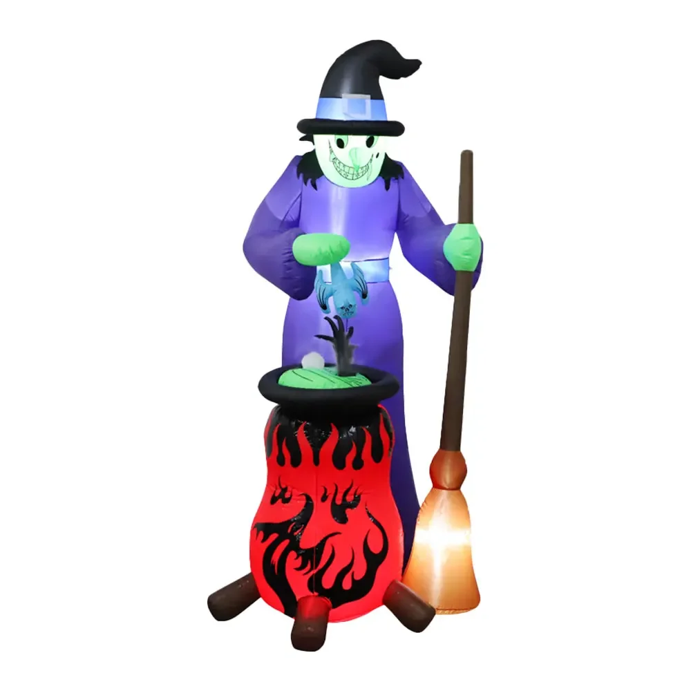 

8FT Halloween Inflatables Witch with Auto-Rotation Cauldron Blow Up Yard Decor