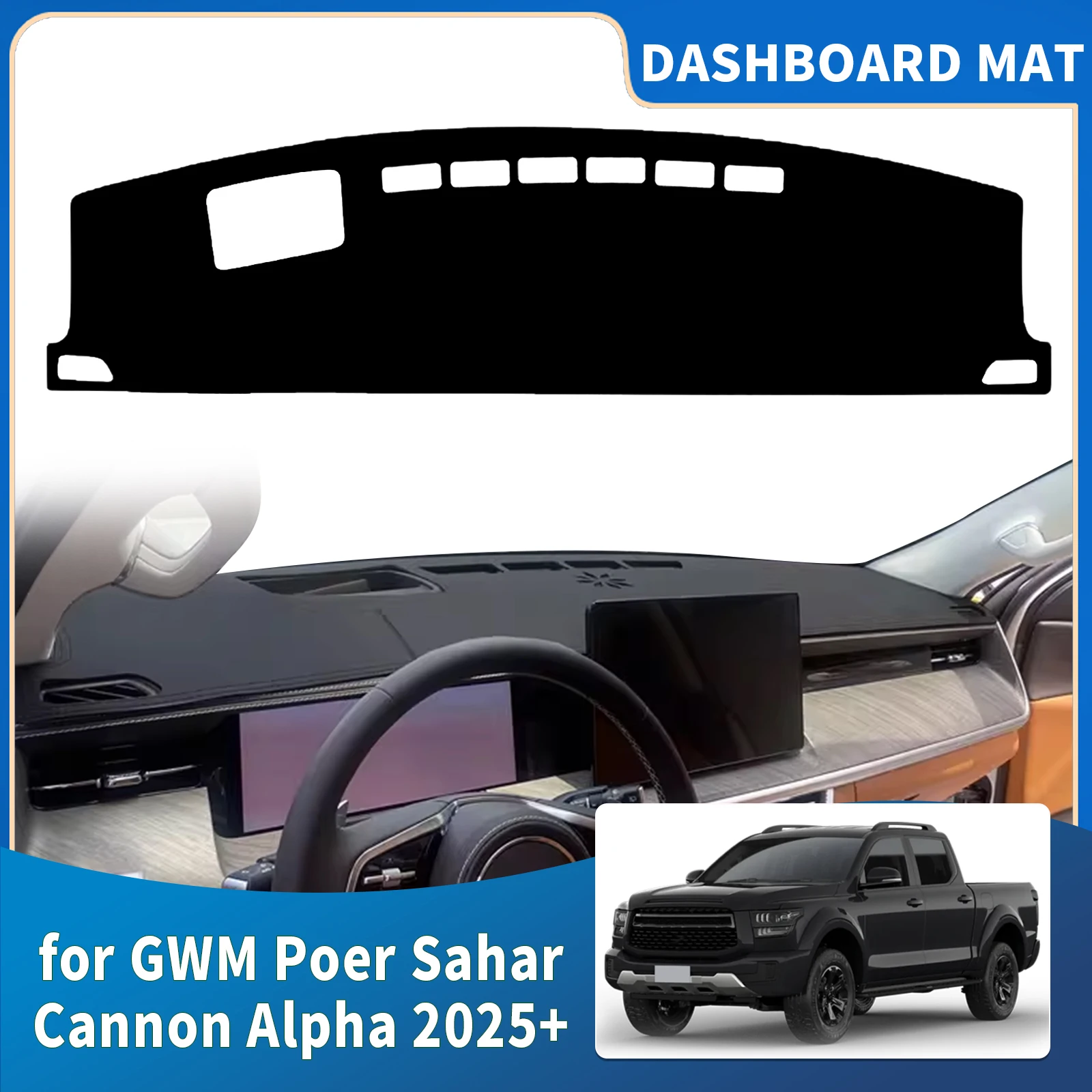 

for GWM Poer Sahar Cannon Alpha 2025-2027 Car Accessories Dashmat DashMat Sunshade Dashboard Cover Pad Protective Carpet Leather