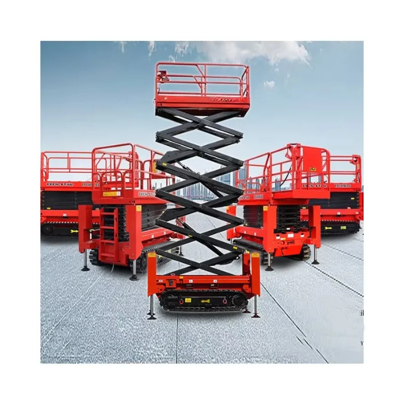 Scissor Lift With Hydraulic System  for Building Material Shops and Farms 8M 10M 16M Electric Mobile Self Propelled Tracked