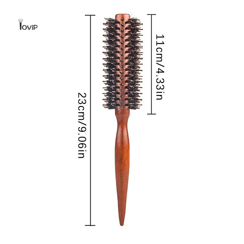 Anti Static Wood Boar Bristle Hair Round Brush Hairdresser Styling Tools Teasing Brush For Hair Curly Comb Hair Brush