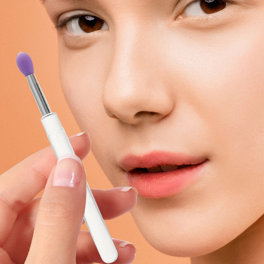 Aplicador de brillo de silicona para máscara de sombra de ojos, cepillo portátil para sombra de ojos, cepillo compacto para máscara de labios, uso profesional en el hogar, 6 uds.
