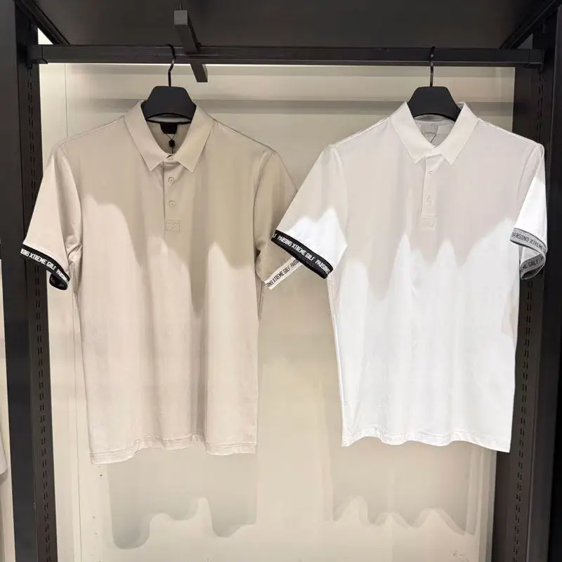

2026 Korean Luxury Men Golf Polo Shirt Quick Dry Moisture Wicking Short Sleeve Athletic T-Shirt Summer Cooling Sports Tops