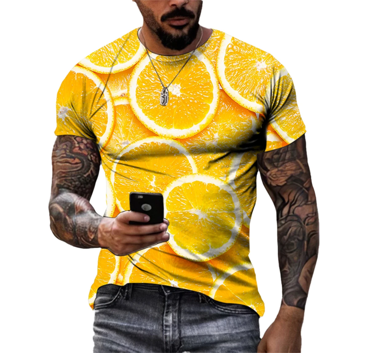 New Men's Lemon Orange Pattern 3D Printing T-Shirt Summer Fruit Hip Hop Harajuku Short Sleeve Sunshine Fashion High Quality Top