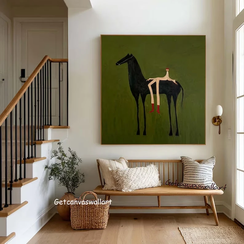 Modern Abstract Western Horse & Figure Wall Art Print Canvas Painting Poster Picture For Living Room,Bedroom Home Decor - view 4