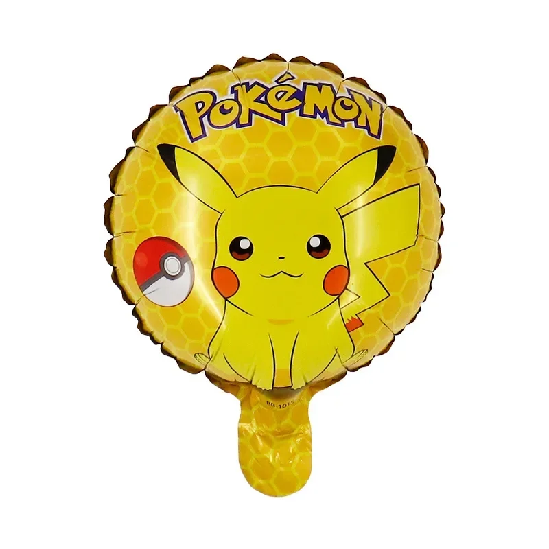 10 Inch Pokemon Circular Aluminum Film Balloon for Children's Birthday Party Pikachu Squirtle Cartoon Ball Baby Shower Toy Gift