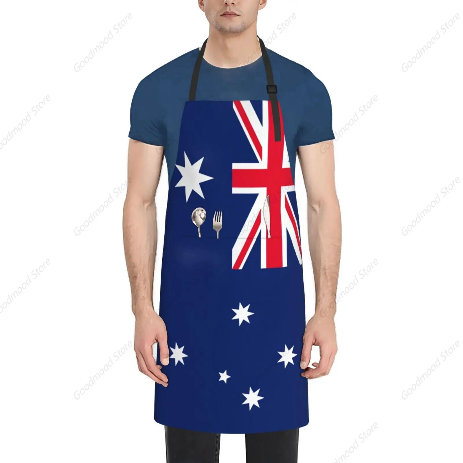 Cute Australia Flag Kitchen Cooking Crafting Aprons Adjustable Retro Funny Flag Apron with 2 Pockets for Men Women